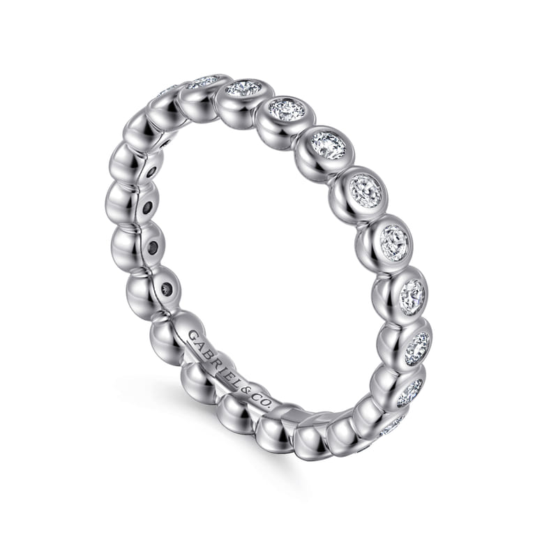 Eternity Band Wedding Ring in 14k White Gold with Round Natural Diamond at Gabriel & Co. - Shot 3