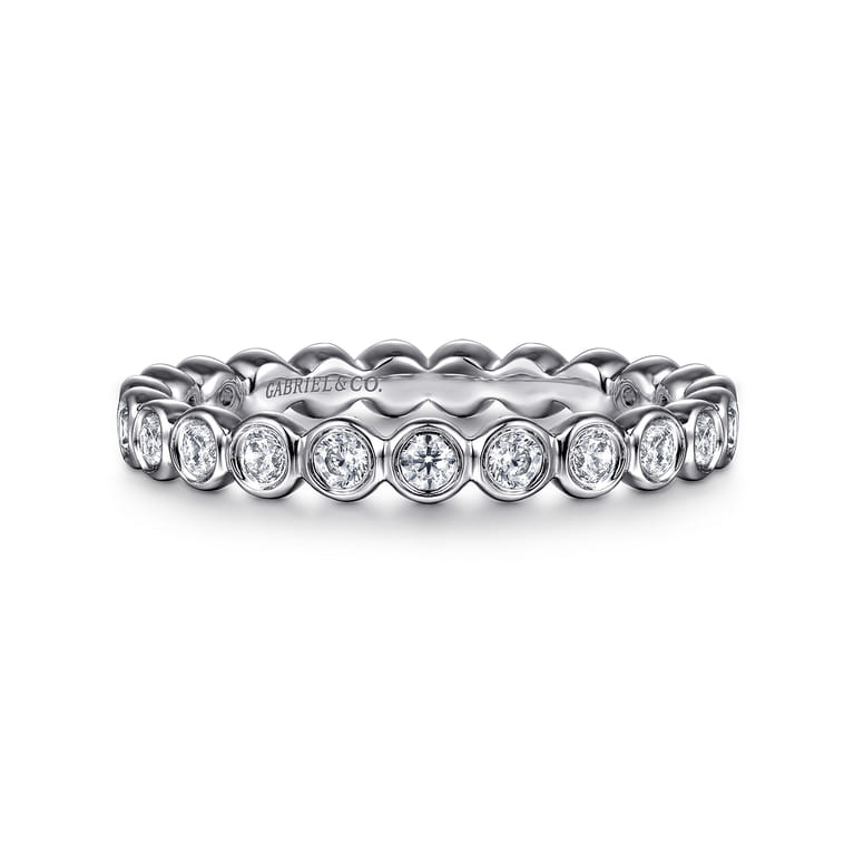 Eternity Band Wedding Ring in 14k White Gold with Round Natural Diamond at Gabriel & Co. - Shot 1