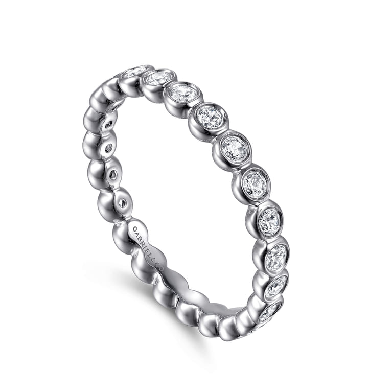 Eternity Band Wedding Ring in 14k White Gold with Round Natural Diamond at Gabriel & Co. - Shot 3