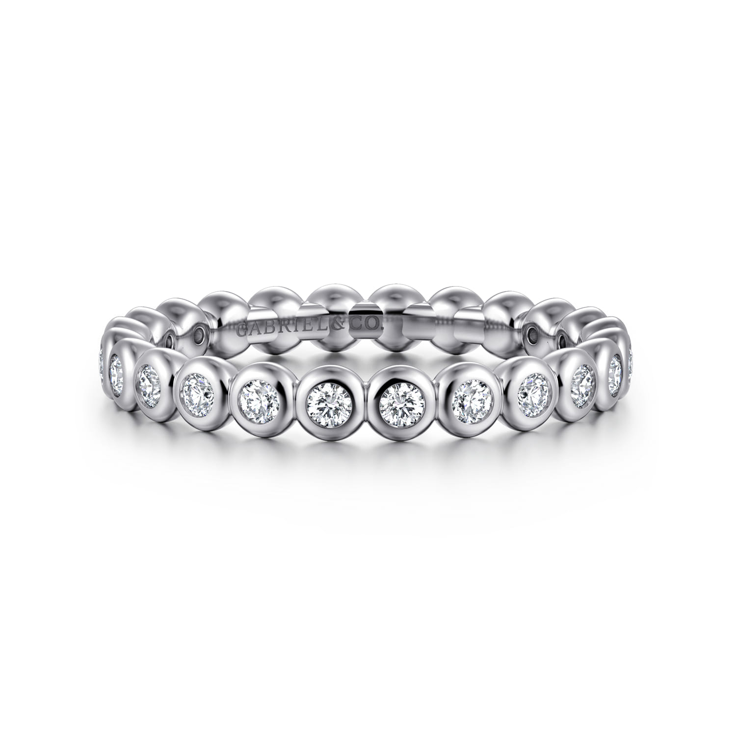 Eternity Band Wedding Ring in 14k White Gold with Round Natural Diamond at Gabriel & Co. - Shot 1