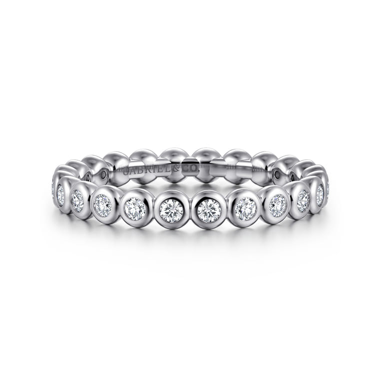 Eternity Band Wedding Ring in 14k White Gold with Round Natural Diamond at Gabriel & Co. - Shot 1