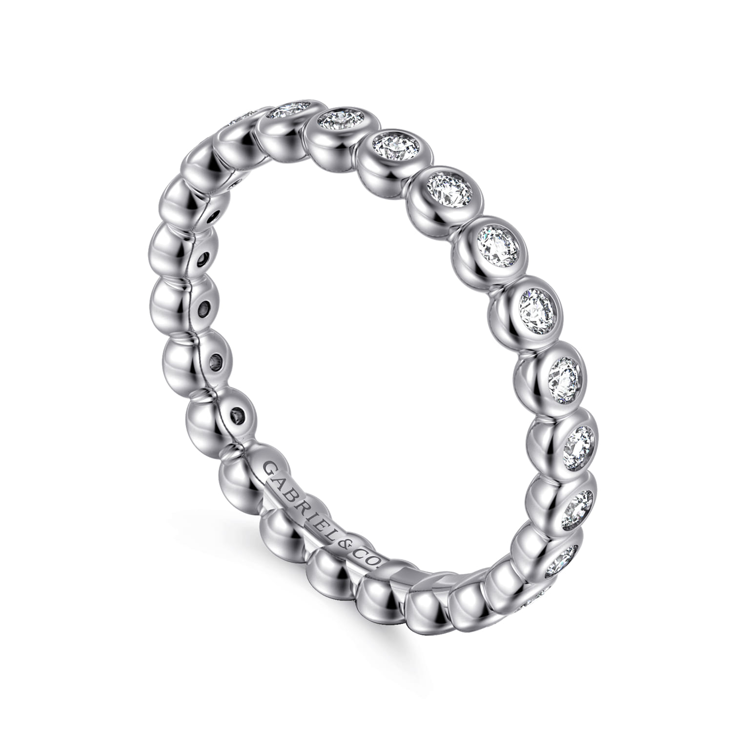 Eternity Band Wedding Ring in 14k White Gold with Round Natural Diamond at Gabriel & Co. - Shot 3