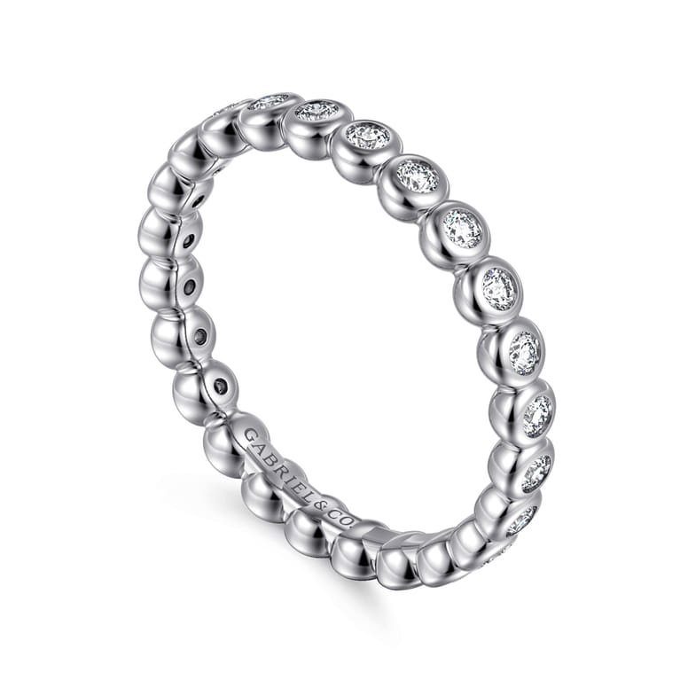 Eternity Band Wedding Ring in 14k White Gold with Round Natural Diamond at Gabriel & Co. - Shot 3