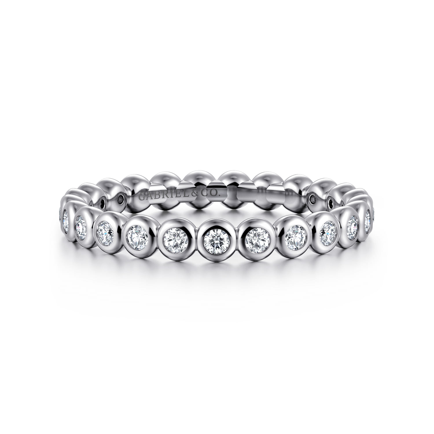 Eternity Band Wedding Ring in 14k White Gold with Round Natural Diamond at Gabriel & Co. - Shot 1
