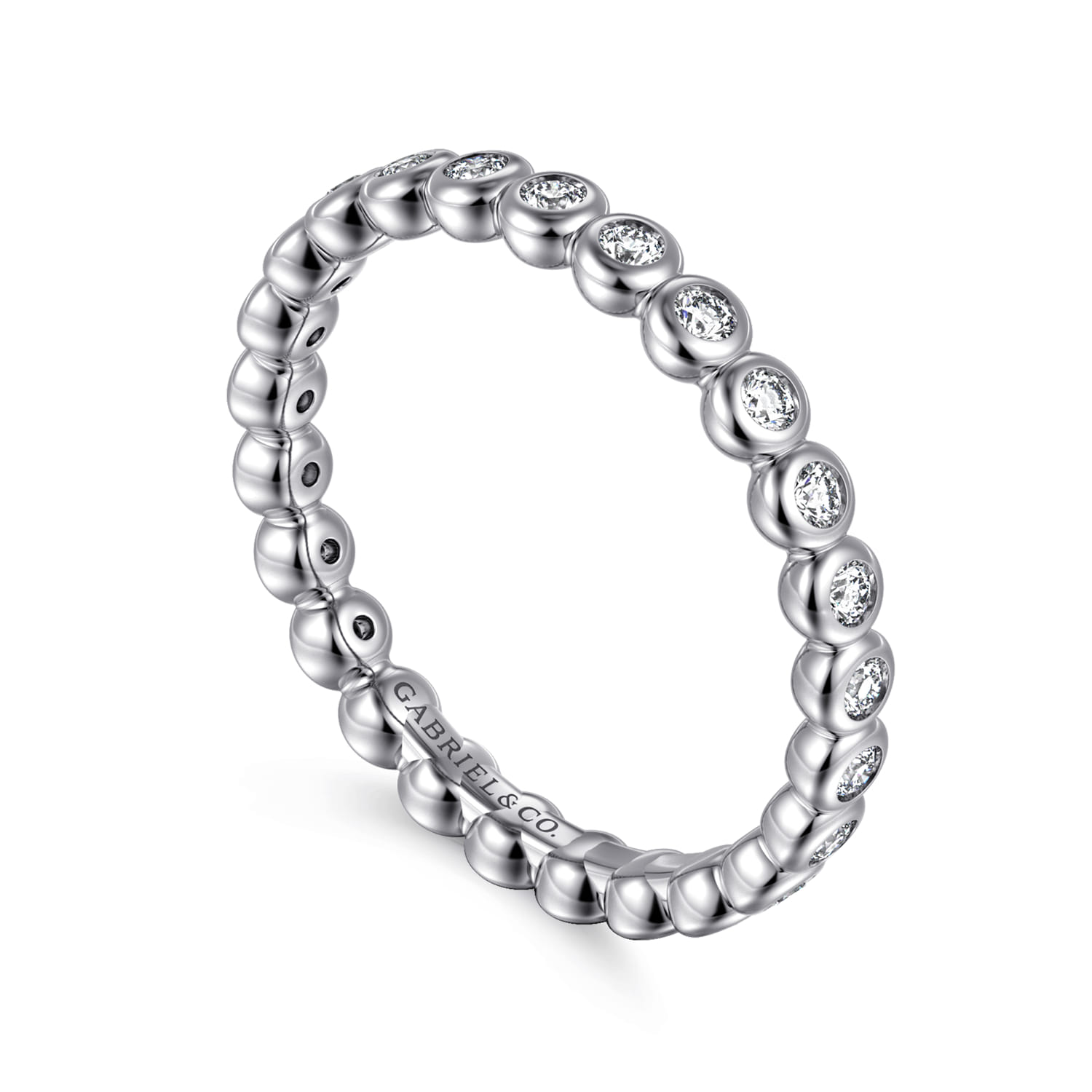 Eternity Band Wedding Ring in 14k White Gold with Round Natural Diamond at Gabriel & Co. - Shot 3