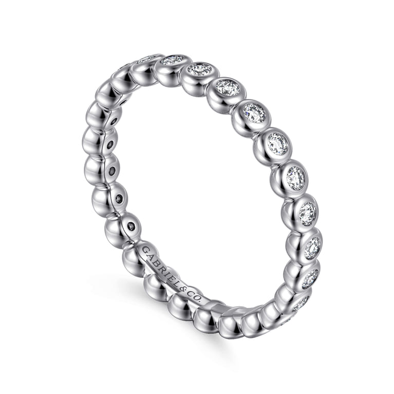 Eternity Band Wedding Ring in 14k White Gold with Round Natural Diamond at Gabriel & Co. - Shot 3
