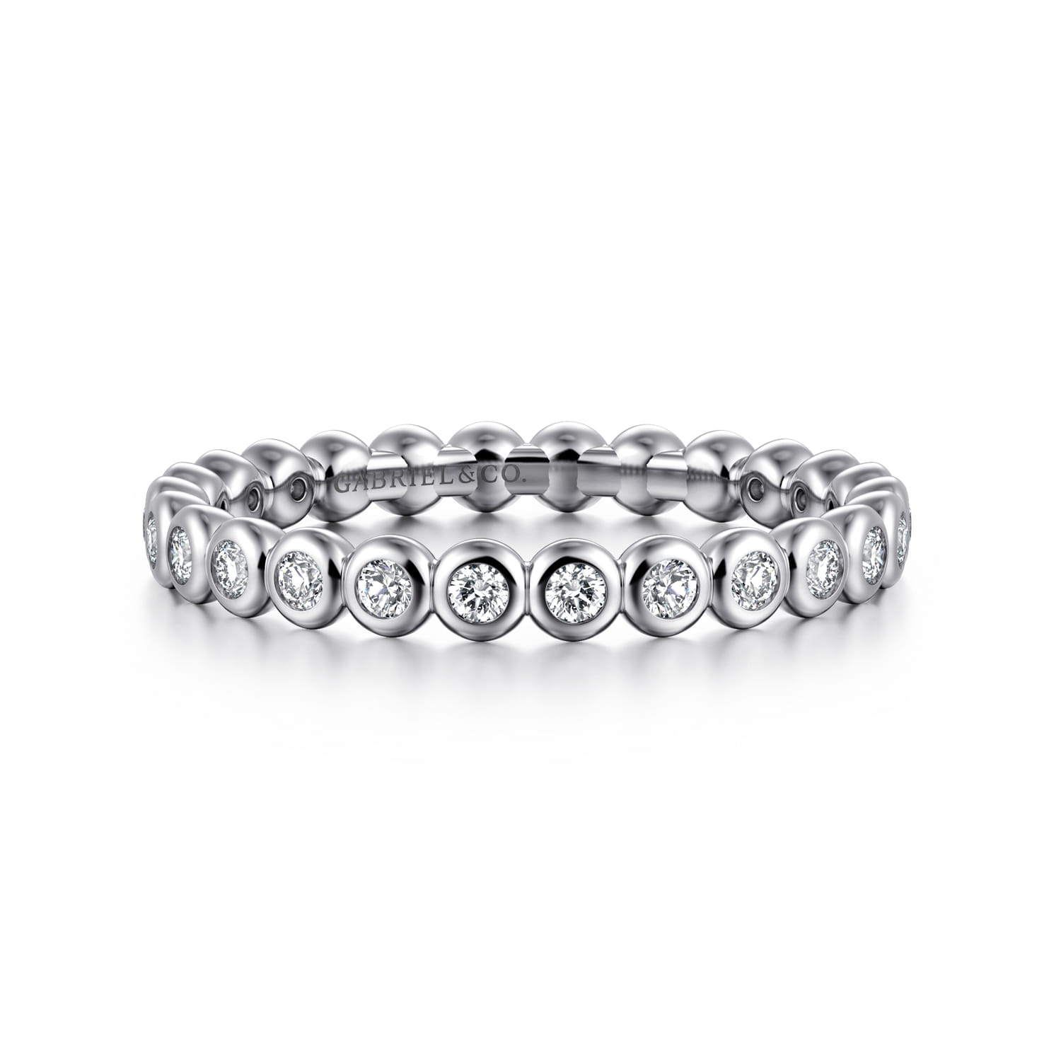 Eternity Band Wedding Ring in 14k White Gold with Round Natural Diamond at Gabriel & Co. - Shot 1