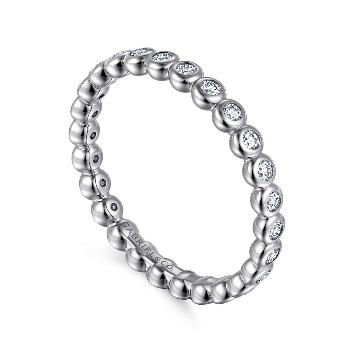 Eternity Band Wedding Ring in 14k White Gold with Round Natural Diamond at Gabriel & Co. - Shot 3