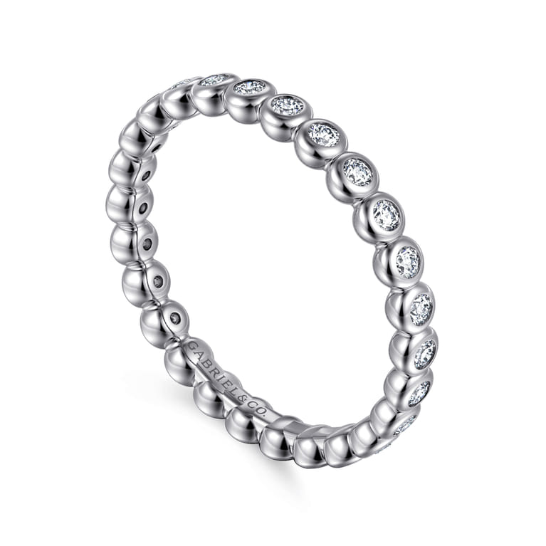 Eternity Band Wedding Ring in 14k White Gold with Round Natural Diamond at Gabriel & Co. - Shot 3