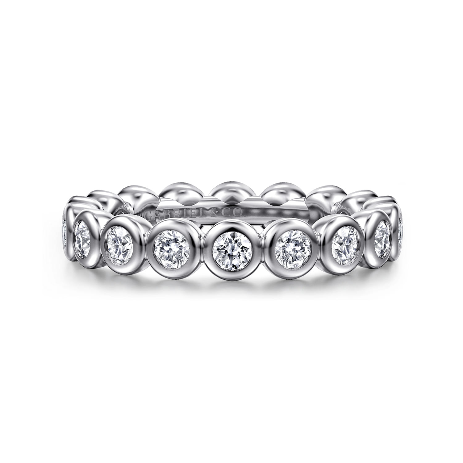 Eternity Band Wedding Ring in 14k White Gold with Round Natural Diamond at Gabriel & Co. - Shot 1