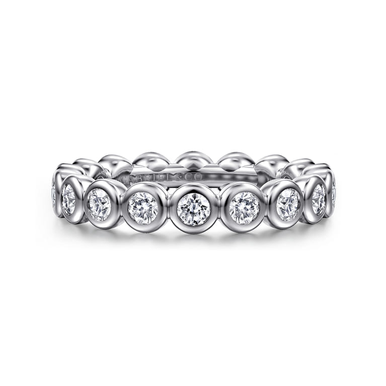 Eternity Band Wedding Ring in 14k White Gold with Round Natural Diamond at Gabriel & Co. - Shot 1
