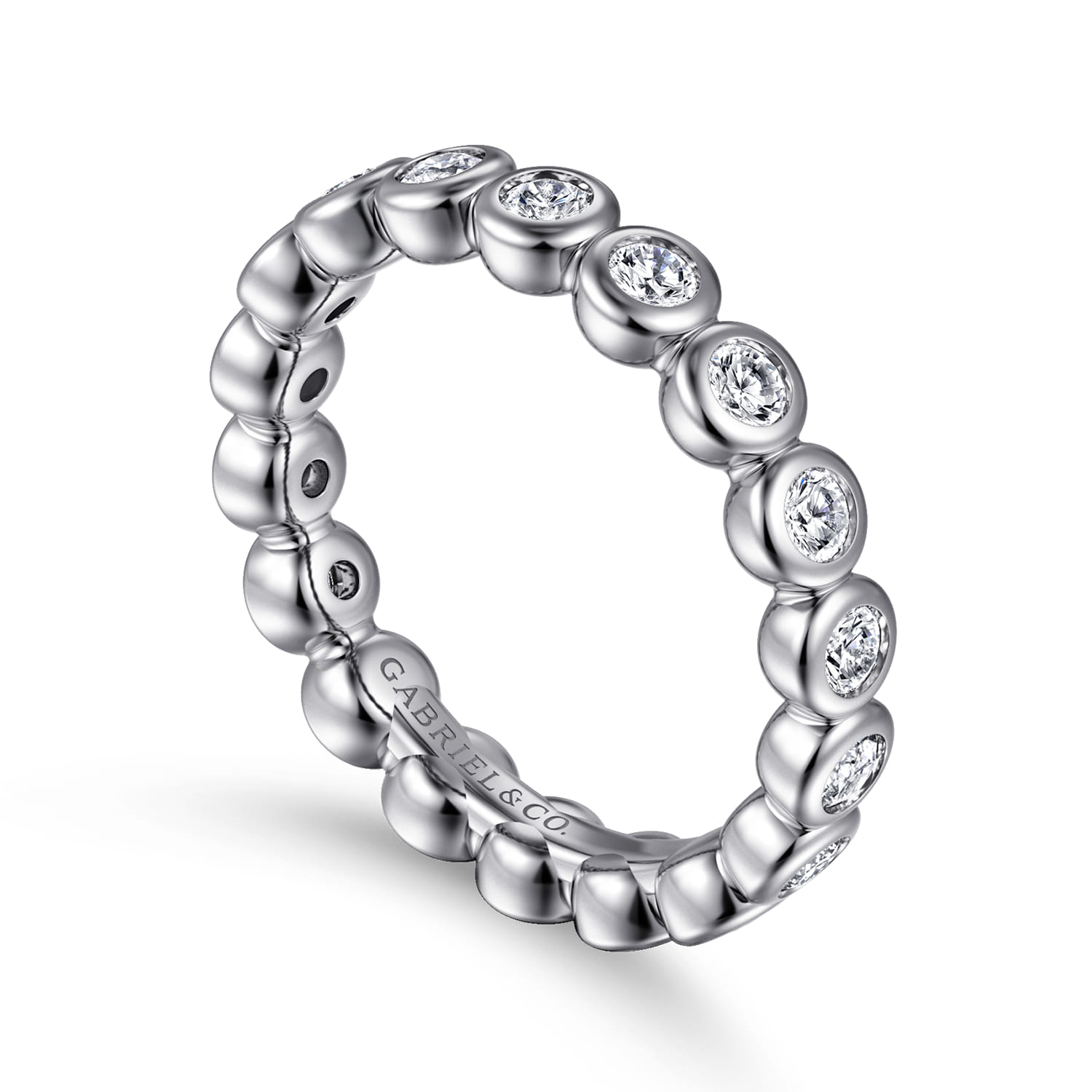 Eternity Band Wedding Ring in 14k White Gold with Round Natural Diamond at Gabriel & Co. - Shot 3