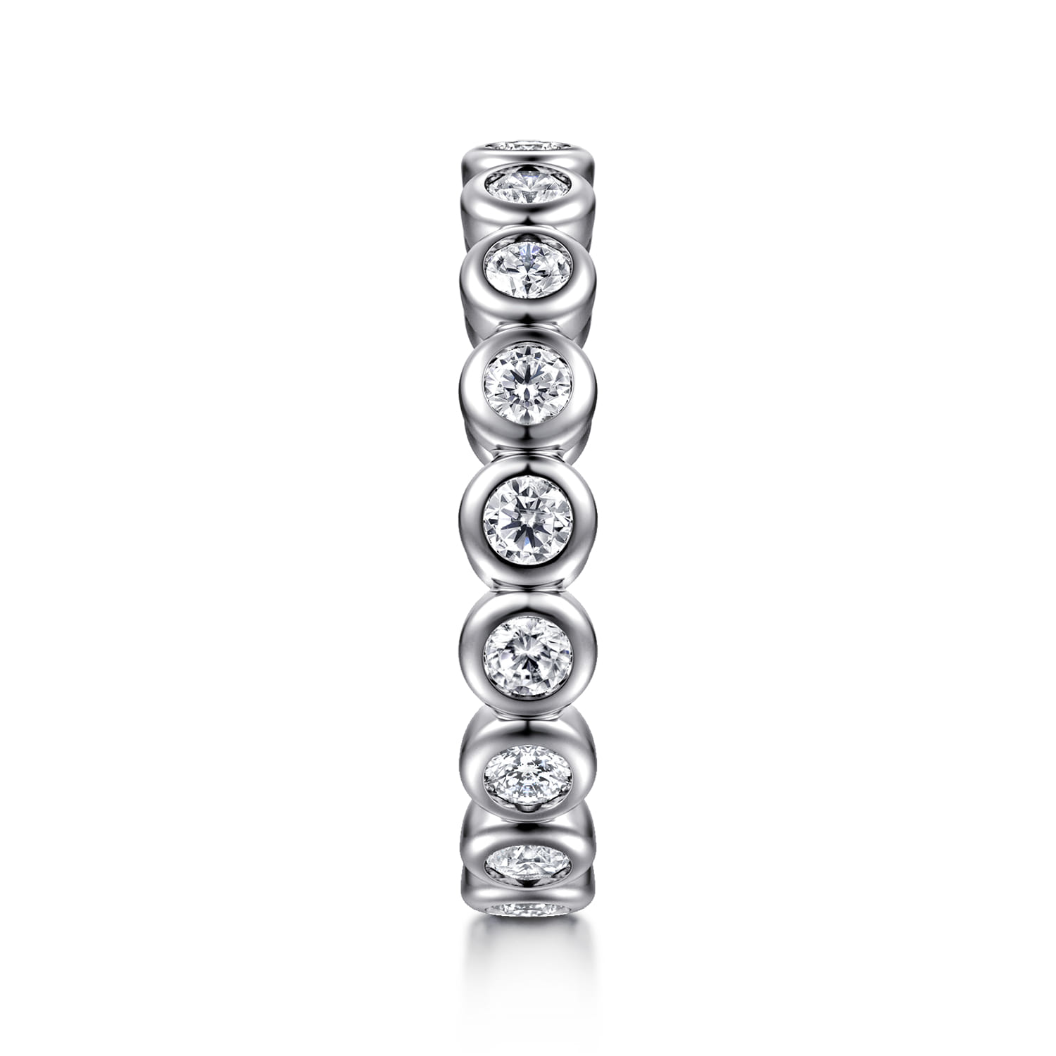 Eternity Band Wedding Ring in 14k White Gold with Round Natural Diamond at Gabriel & Co. - Shot 4