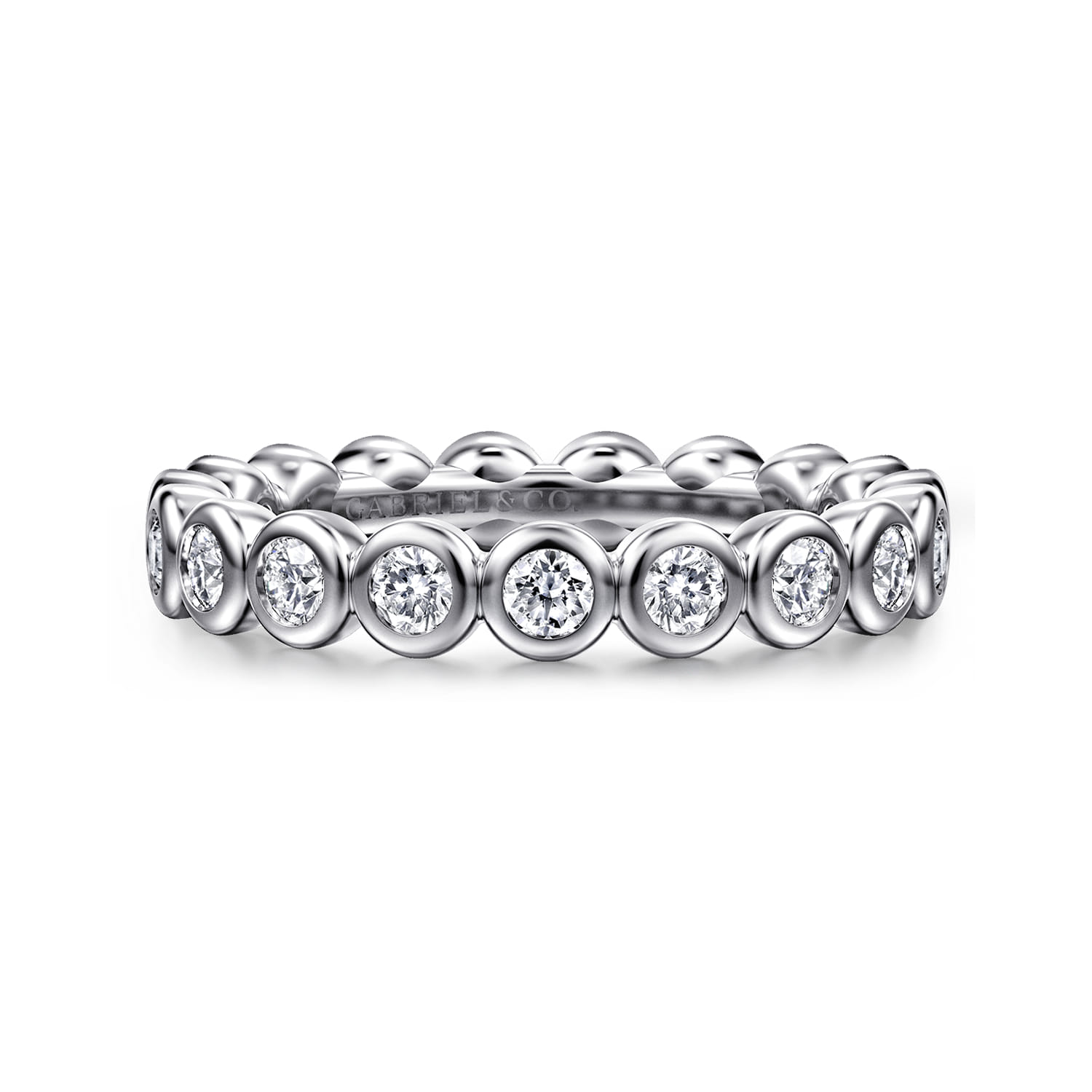 Eternity Band Wedding Ring in 14k White Gold with Round Natural Diamond at Gabriel & Co. - Shot 1