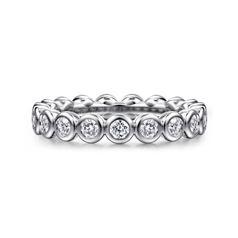 Eternity Band Wedding Ring in 14k White Gold with Round Natural Diamond at Gabriel & Co. - Shot 1