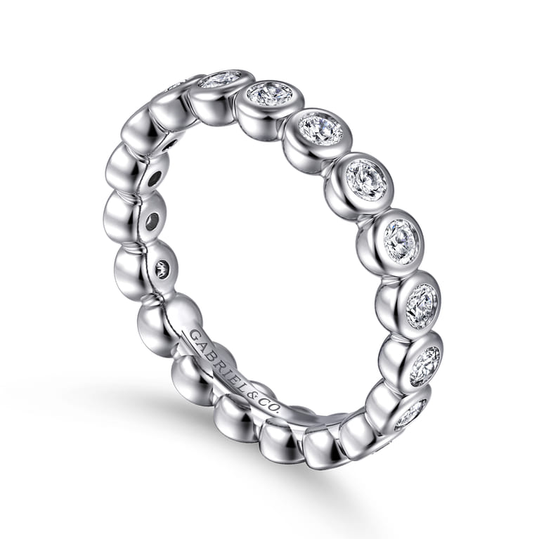 Eternity Band Wedding Ring in 14k White Gold with Round Natural Diamond at Gabriel & Co. - Shot 3