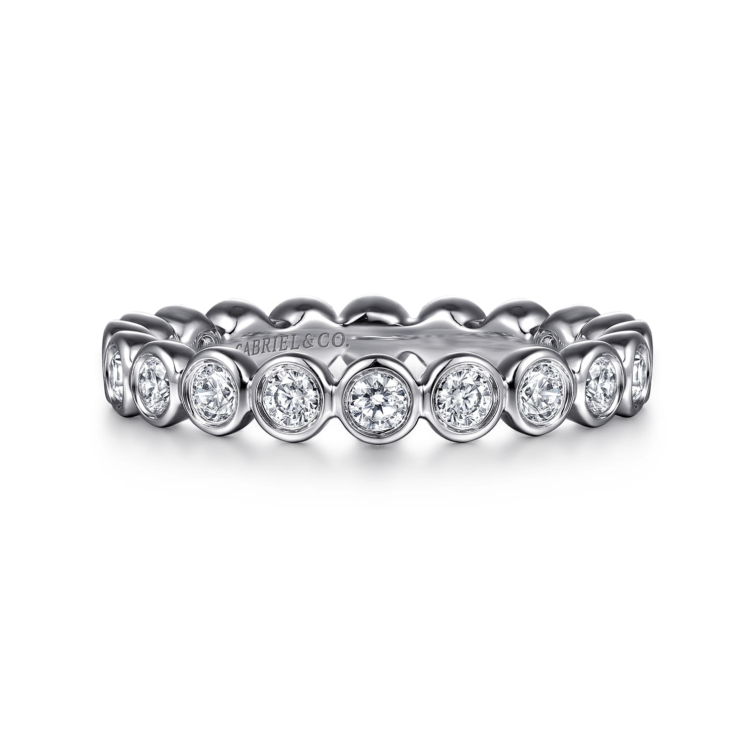 Eternity Band Wedding Ring in 14k White Gold with Round Natural Diamond at Gabriel & Co. - Shot 1