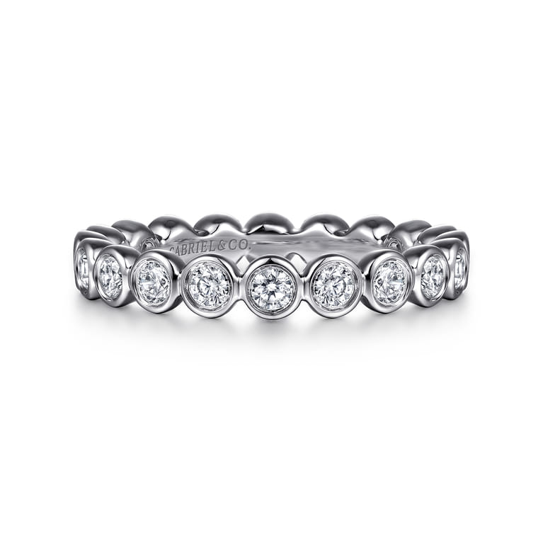 Eternity Band Wedding Ring in 14k White Gold with Round Natural Diamond at Gabriel & Co. - Shot 1