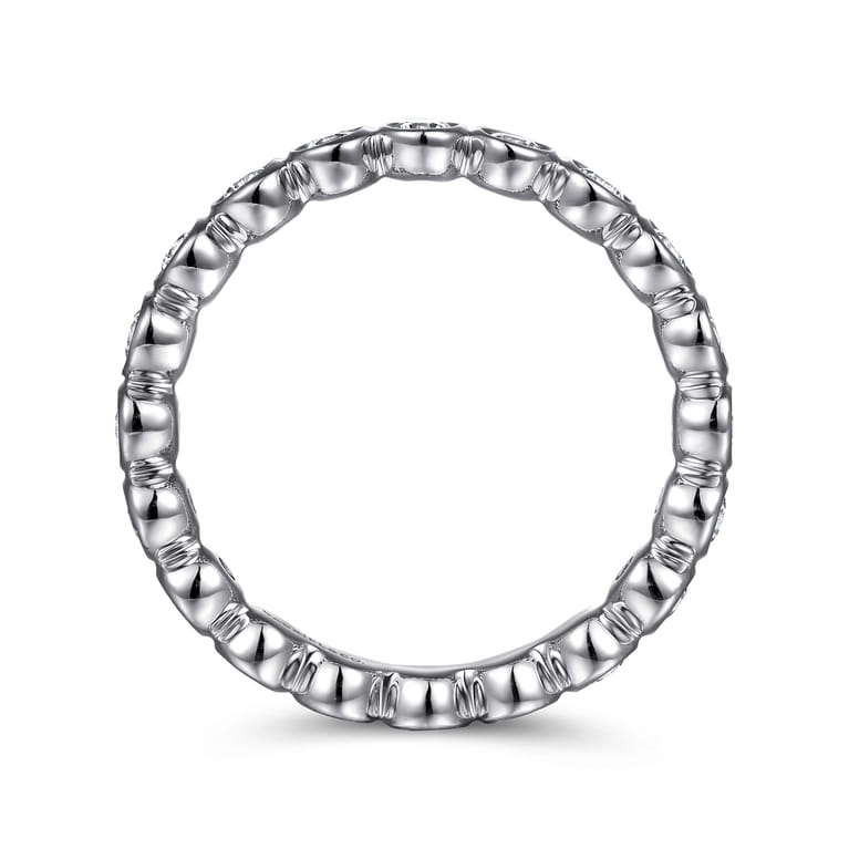 Eternity Band Wedding Ring in 14k White Gold with Round Natural Diamond at Gabriel & Co. - Shot 2