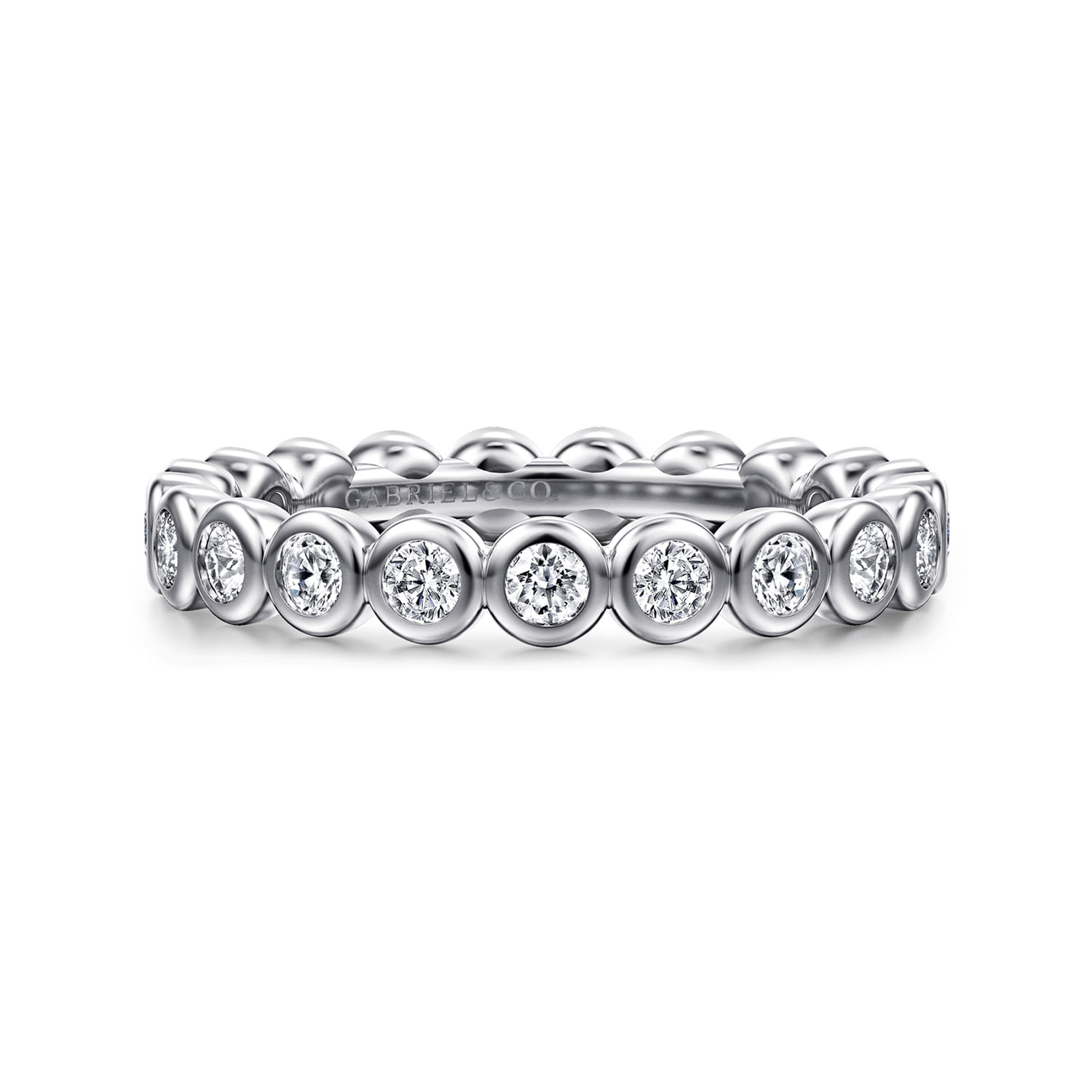 Eternity Band Wedding Ring in 14k White Gold with Round Natural Diamond at Gabriel & Co. - Shot 1