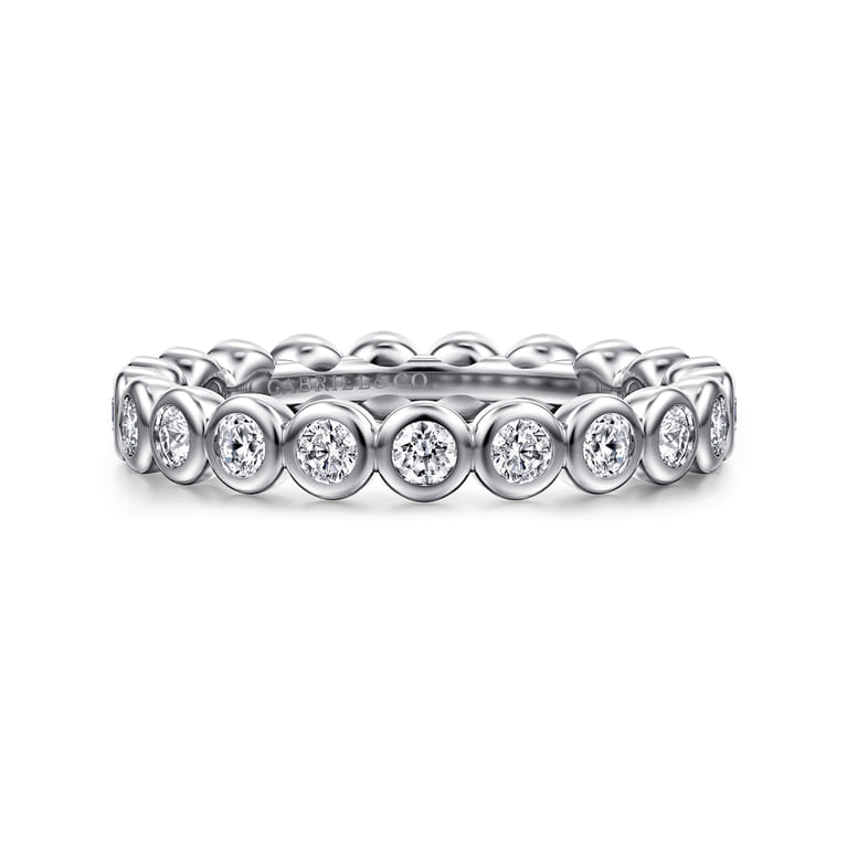 Eternity Band Wedding Ring in 14k White Gold with Round Natural Diamond at Gabriel & Co. - Shot 1