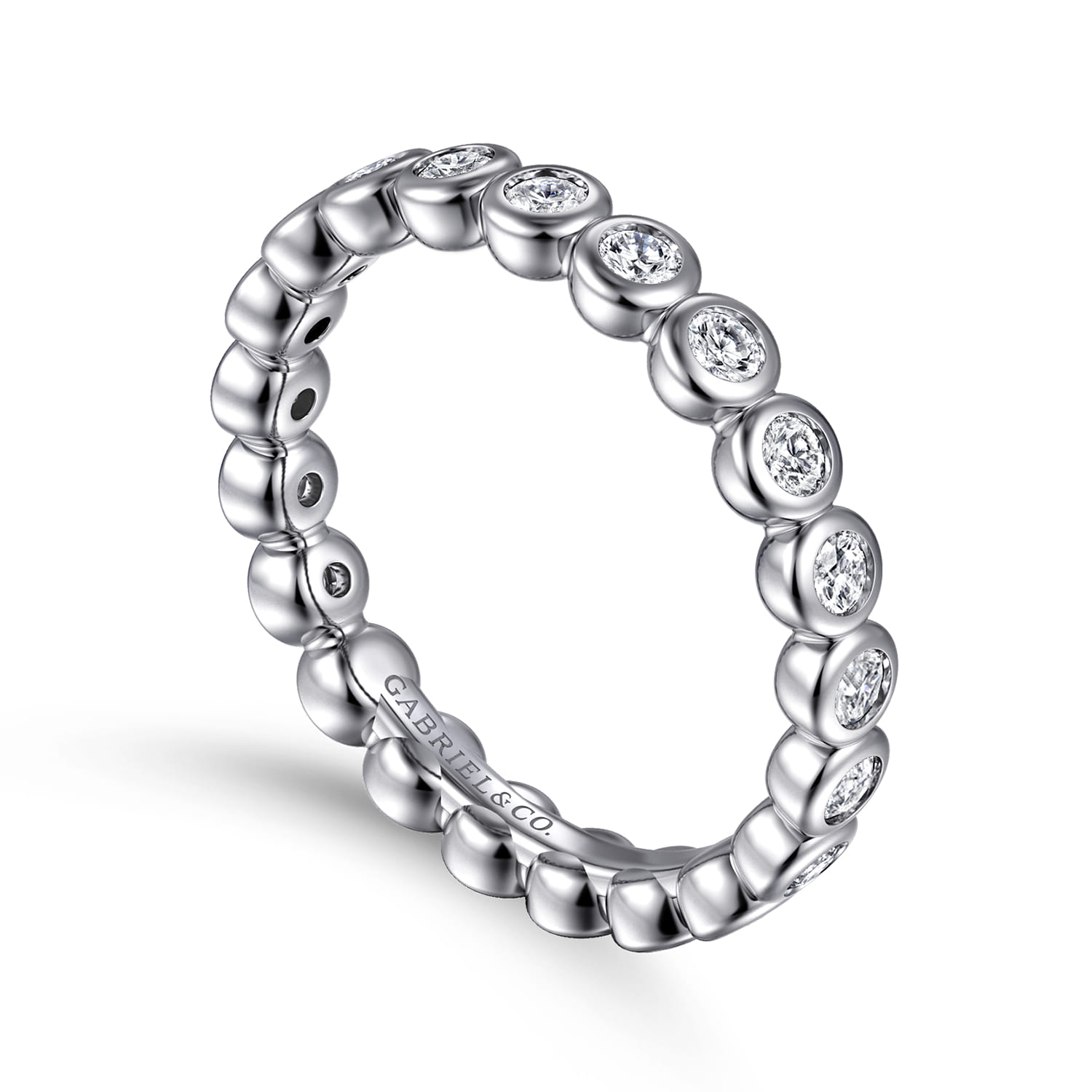 Eternity Band Wedding Ring in 14k White Gold with Round Natural Diamond at Gabriel & Co. - Shot 3