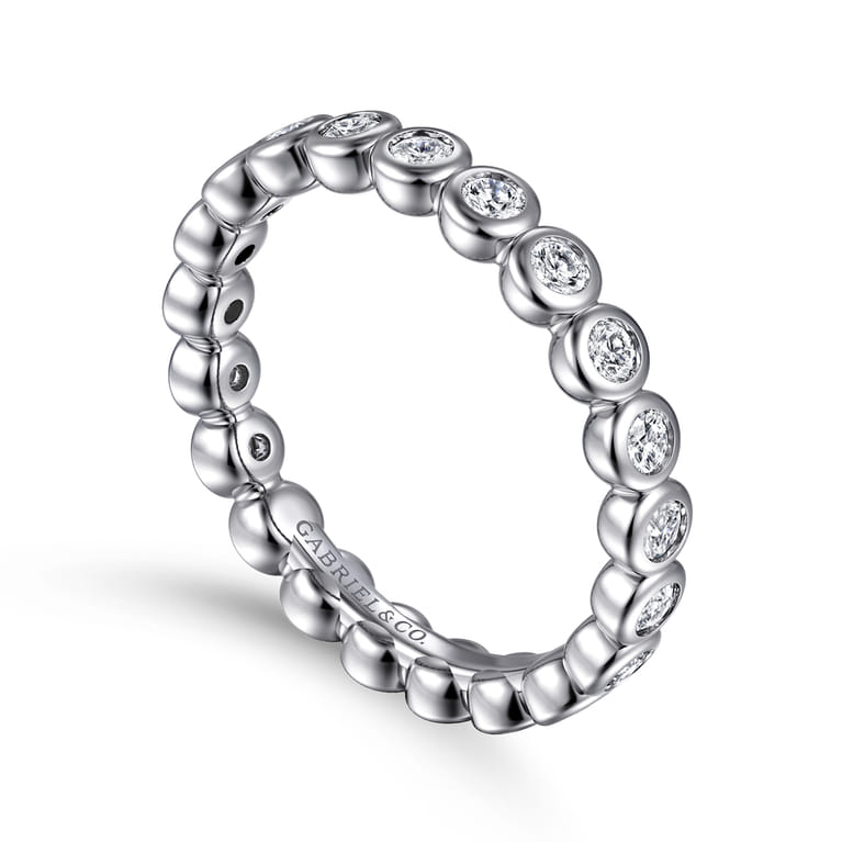 Eternity Band Wedding Ring in 14k White Gold with Round Natural Diamond at Gabriel & Co. - Shot 3