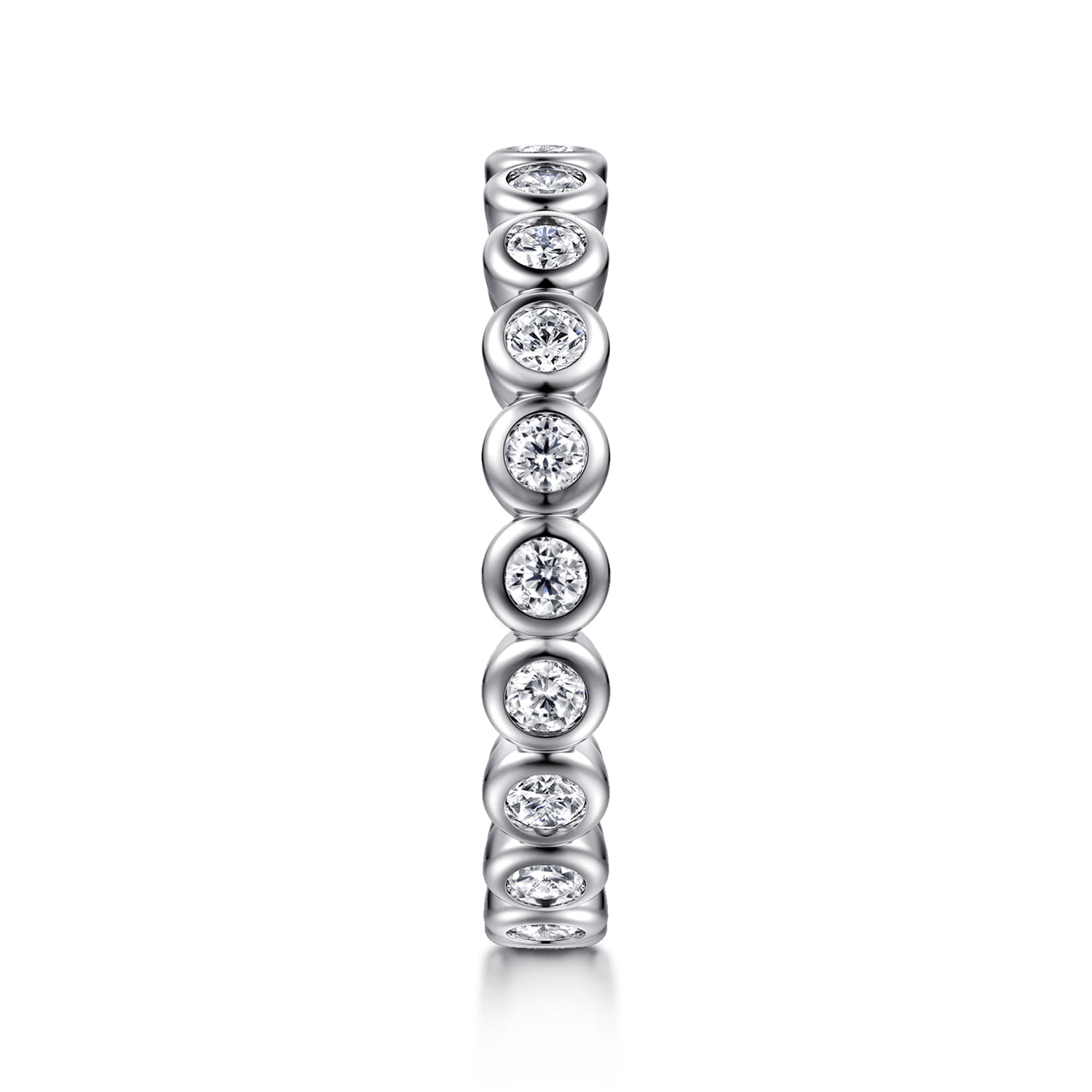 Eternity Band Wedding Ring in 14k White Gold with Round Natural Diamond at Gabriel & Co. - Shot 4
