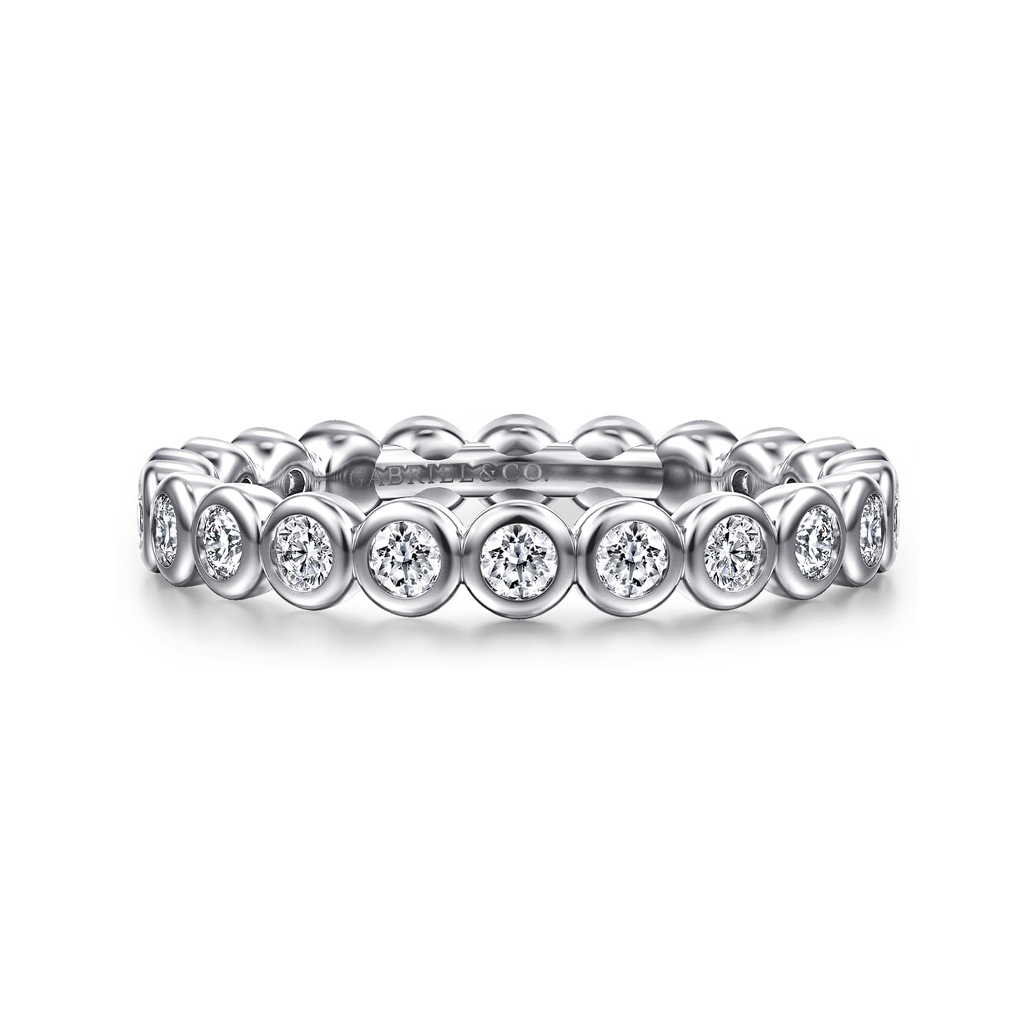 Eternity Band Wedding Ring in 14k White Gold with Round Natural Diamond at Gabriel & Co. - Shot 1