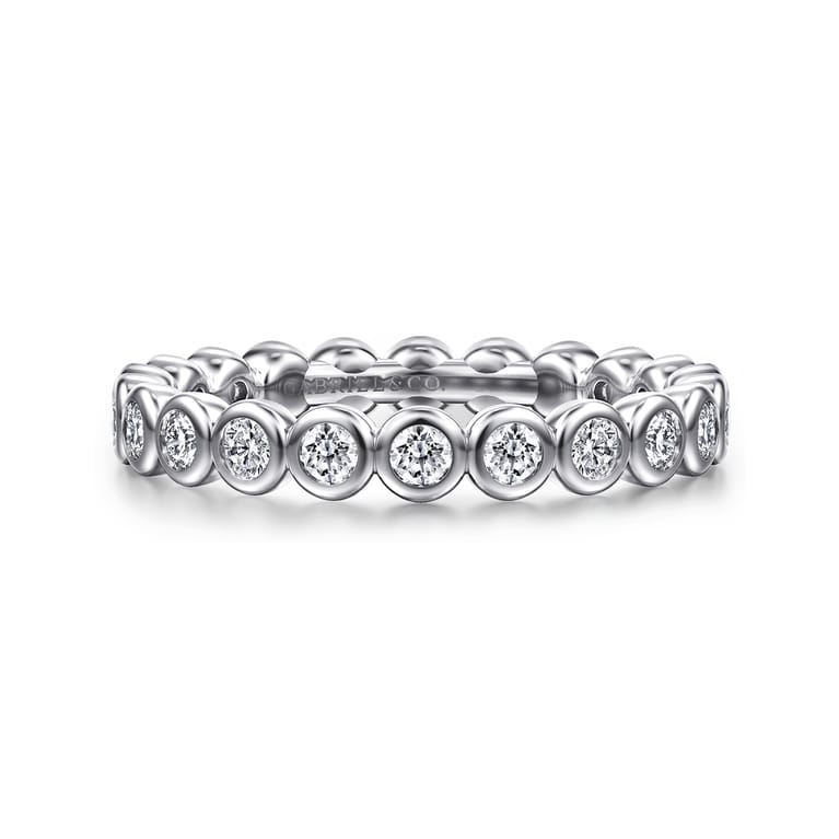 Eternity Band Wedding Ring in 14k White Gold with Round Natural Diamond at Gabriel & Co. - Shot 1