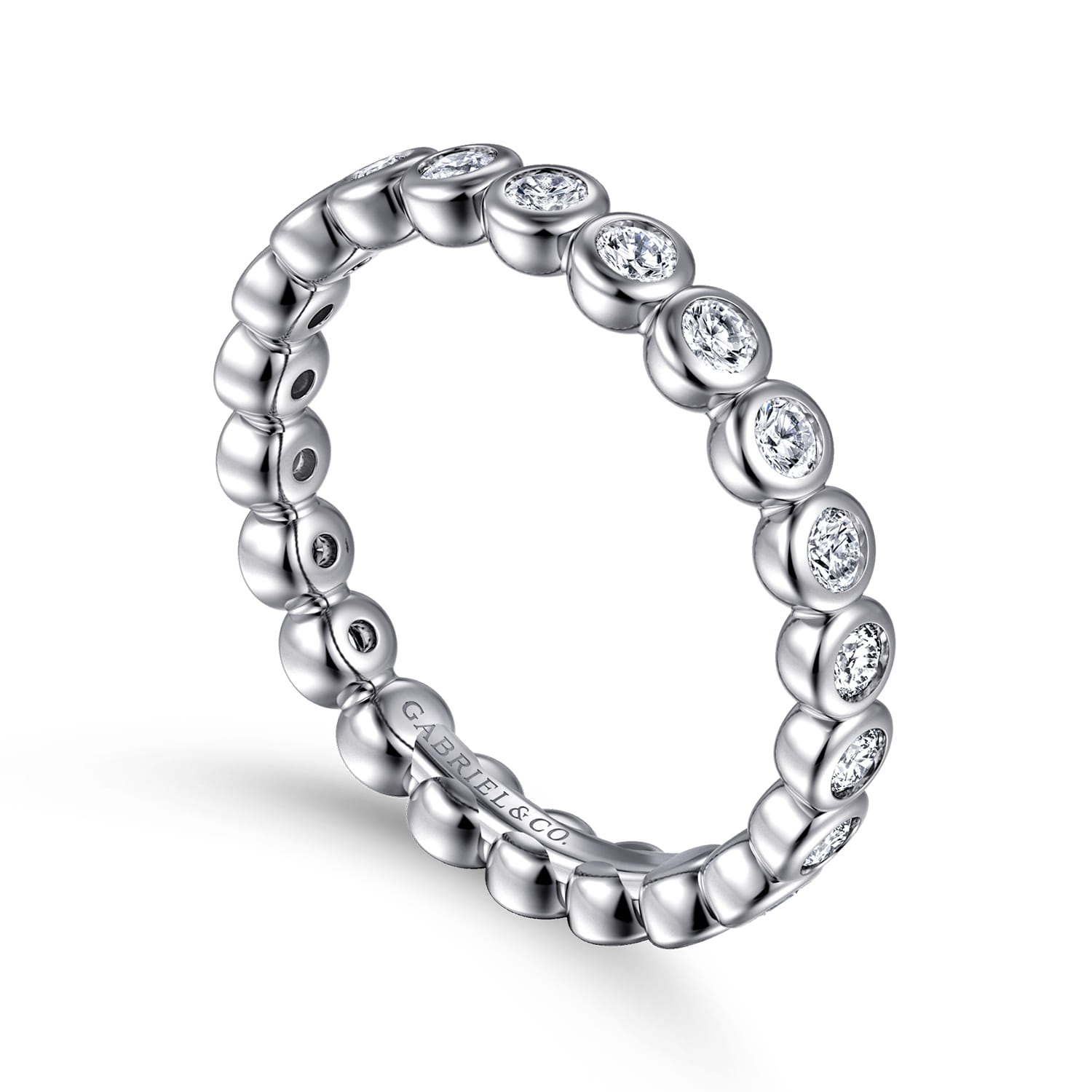 Eternity Band Wedding Ring in 14k White Gold with Round Natural Diamond at Gabriel & Co. - Shot 3