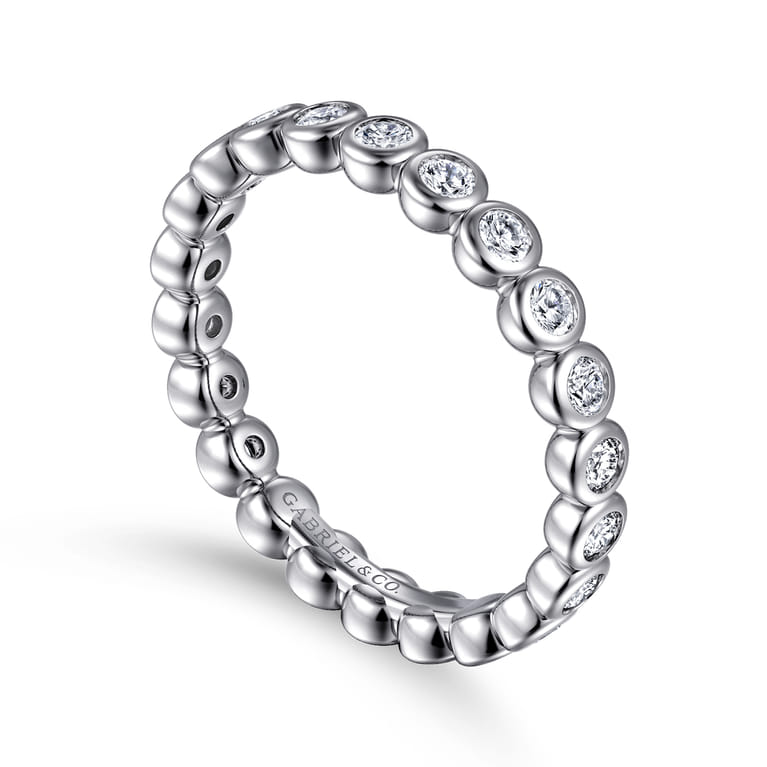 Eternity Band Wedding Ring in 14k White Gold with Round Natural Diamond at Gabriel & Co. - Shot 3