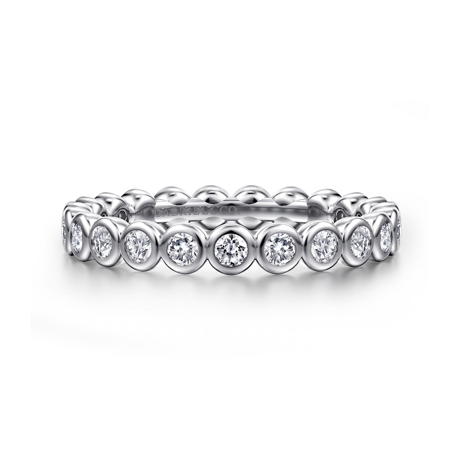Eternity Band Wedding Ring in 14k White Gold with Round Natural Diamond at Gabriel & Co. - Shot 1