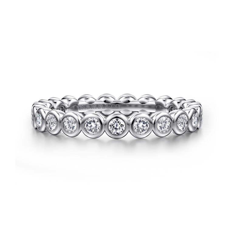 Eternity Band Wedding Ring in 14k White Gold with Round Natural Diamond at Gabriel & Co. - Shot 1