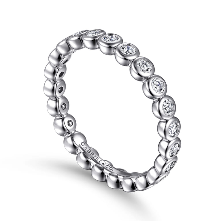 Eternity Band Wedding Ring in 14k White Gold with Round Natural Diamond at Gabriel & Co. - Shot 3
