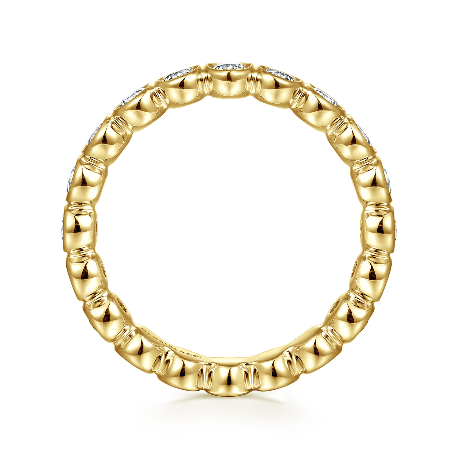 Eternity Band Wedding Ring in 14k Yellow Gold with Round Natural Diamond at Gabriel & Co. - Shot 2