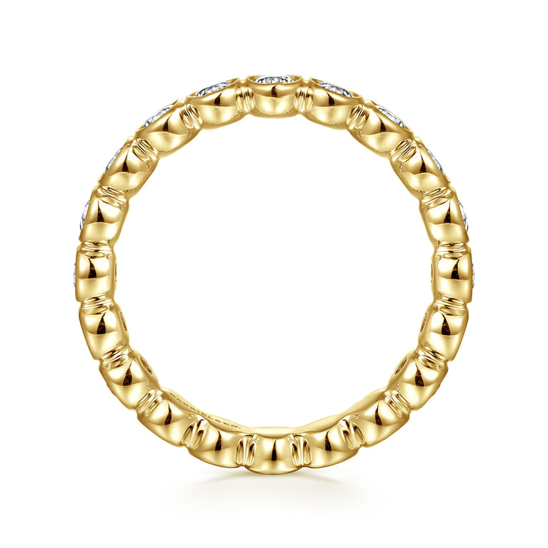 Eternity Band Wedding Ring in 14k Yellow Gold with Round Natural Diamond at Gabriel & Co. - Shot 2