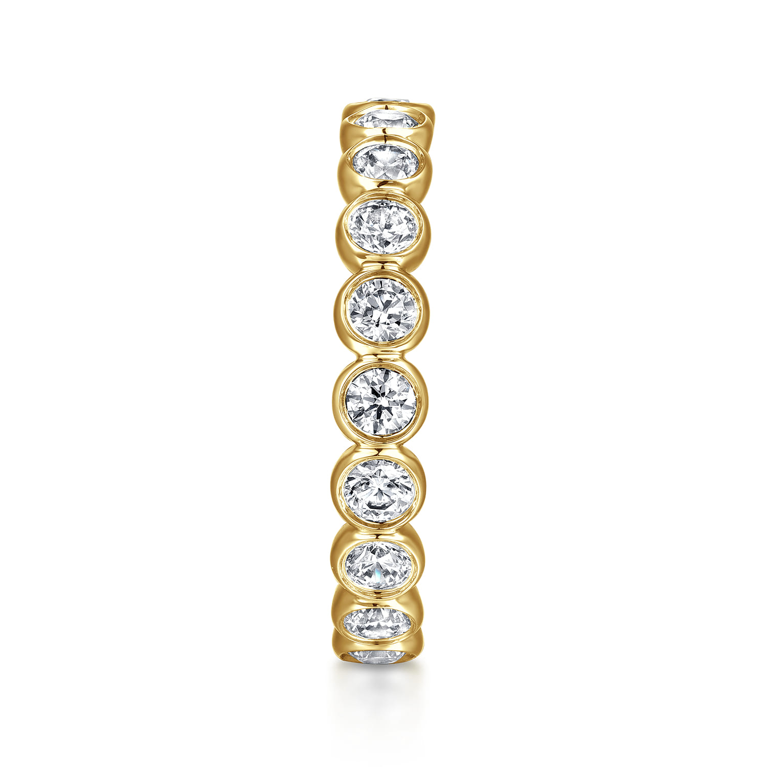 Eternity Band Wedding Ring in 14k Yellow Gold with Round Natural Diamond at Gabriel & Co. - Shot 4