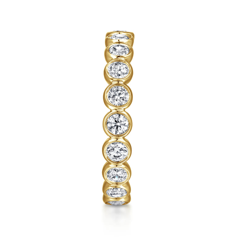 Eternity Band Wedding Ring in 14k Yellow Gold with Round Natural Diamond at Gabriel & Co. - Shot 4