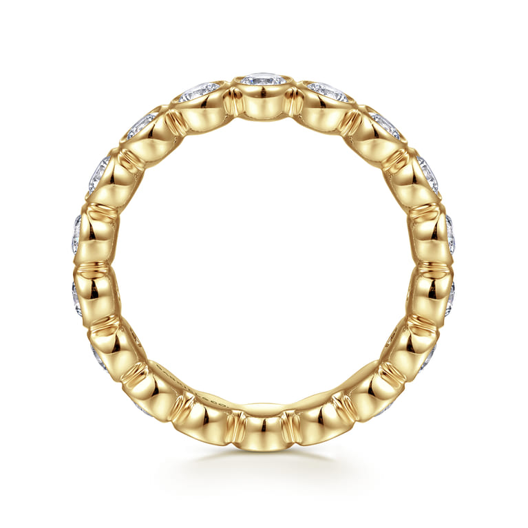 Eternity Band Wedding Ring in 14k Yellow Gold with Round Natural Diamond at Gabriel & Co. - Shot 2
