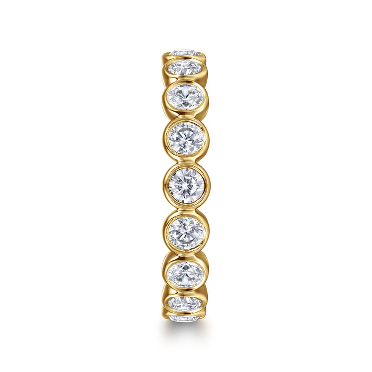 Eternity Band Wedding Ring in 14k Yellow Gold with Round Natural Diamond at Gabriel & Co. - Shot 4