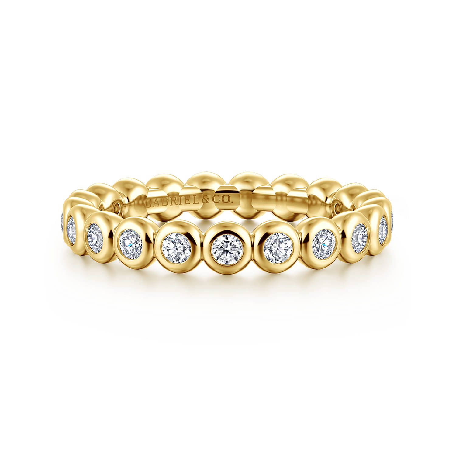 Eternity Band Wedding Ring in 14k Yellow Gold with Round Natural Diamond at Gabriel & Co. - Shot 1