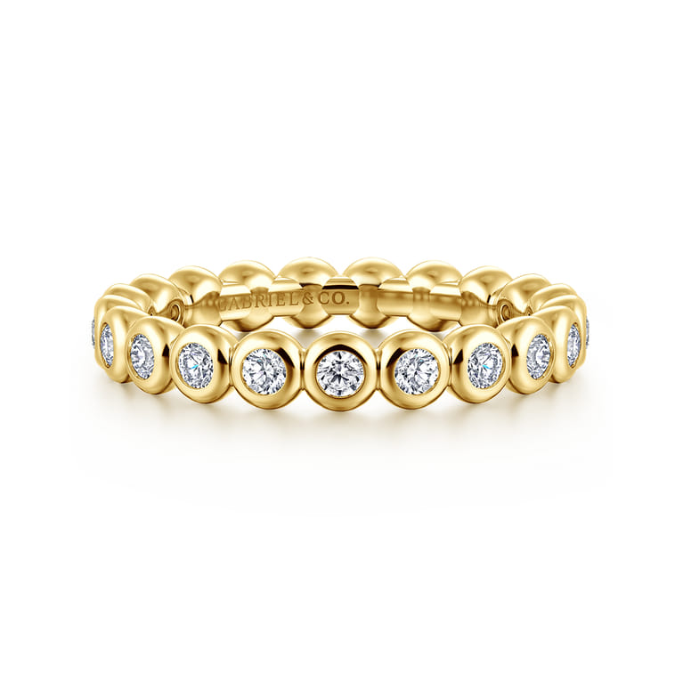 Eternity Band Wedding Ring in 14k Yellow Gold with Round Natural Diamond at Gabriel & Co. - Shot 1