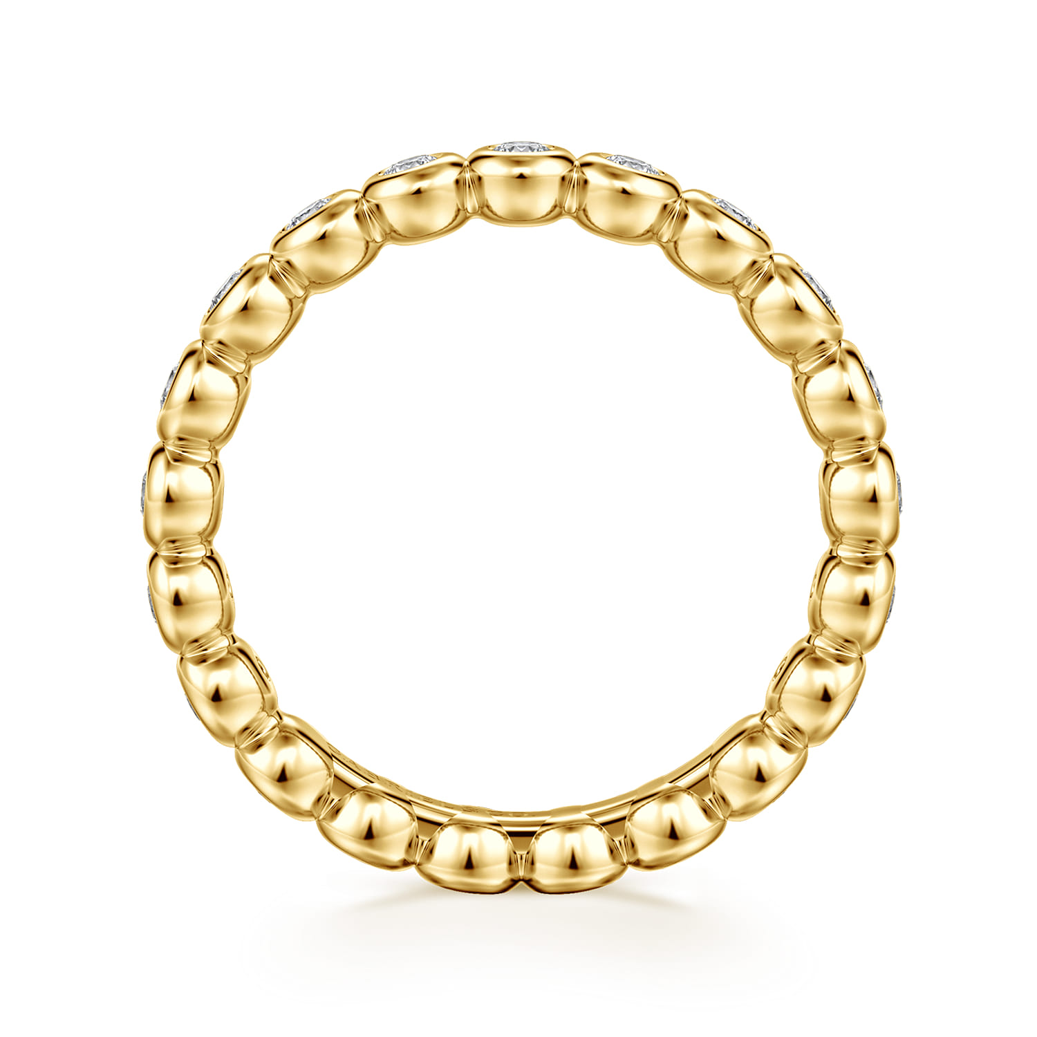 Eternity Band Wedding Ring in 14k Yellow Gold with Round Natural Diamond at Gabriel & Co. - Shot 2