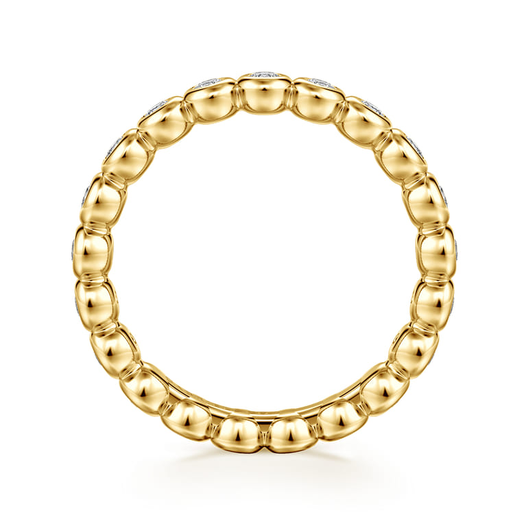 Eternity Band Wedding Ring in 14k Yellow Gold with Round Natural Diamond at Gabriel & Co. - Shot 2