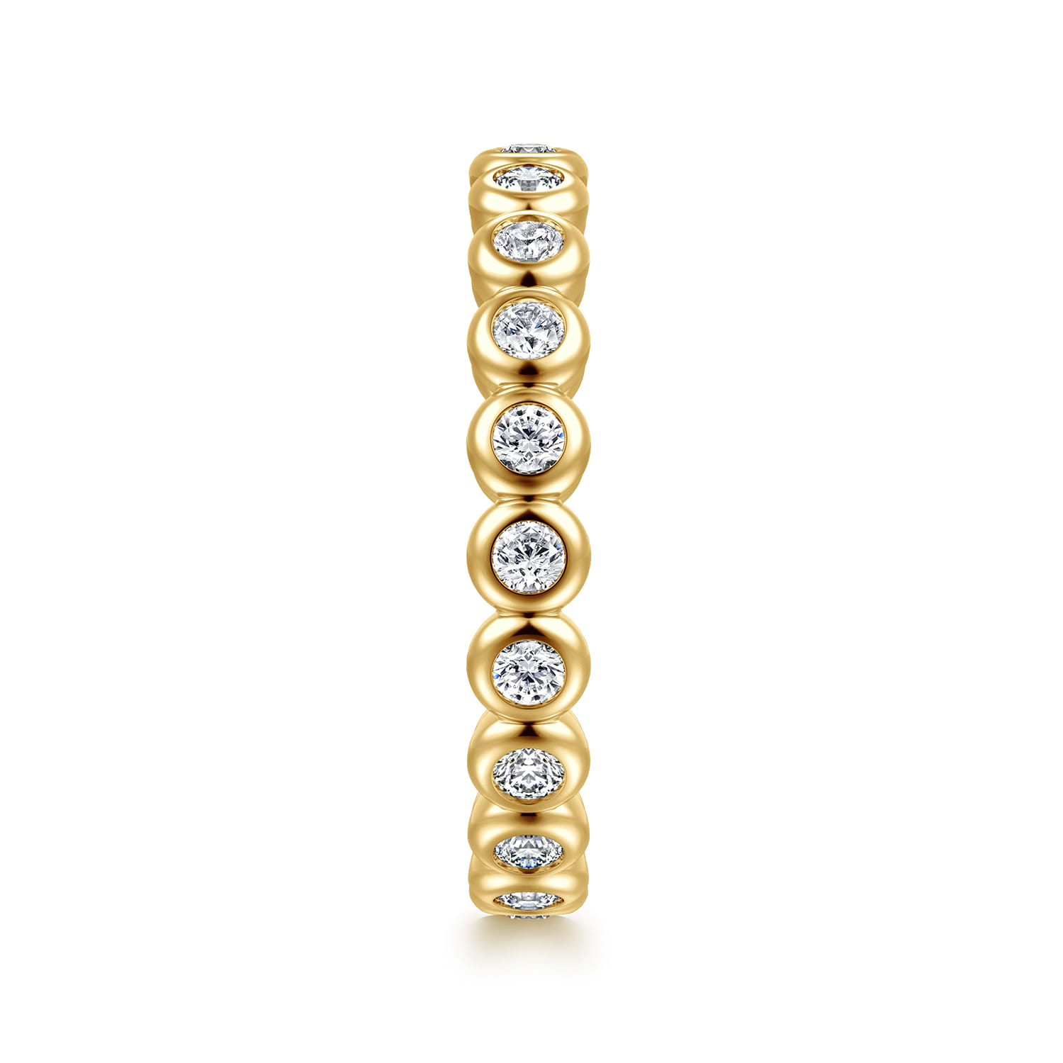 Eternity Band Wedding Ring in 14k Yellow Gold with Round Natural Diamond at Gabriel & Co. - Shot 4