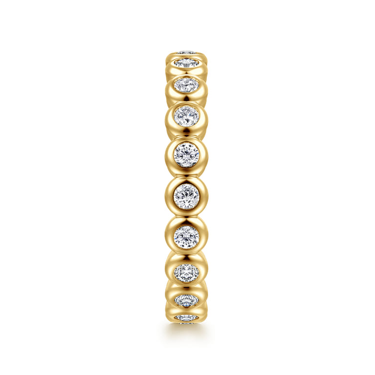 Eternity Band Wedding Ring in 14k Yellow Gold with Round Natural Diamond at Gabriel & Co. - Shot 4