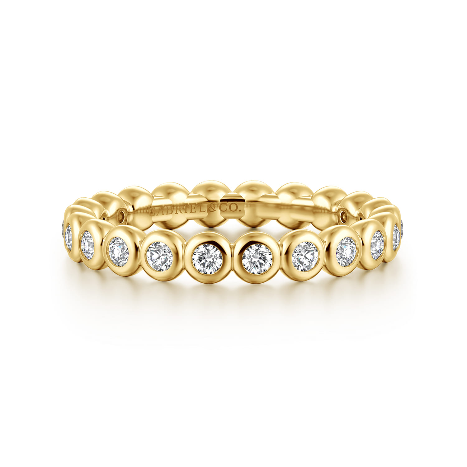 Eternity Band Wedding Ring in 14k Yellow Gold with Round Natural Diamond at Gabriel & Co. - Shot 1