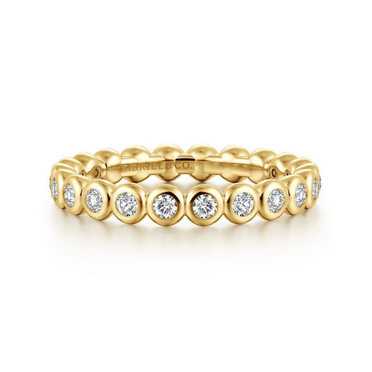 Eternity Band Wedding Ring in 14k Yellow Gold with Round Natural Diamond at Gabriel & Co. - Shot 1
