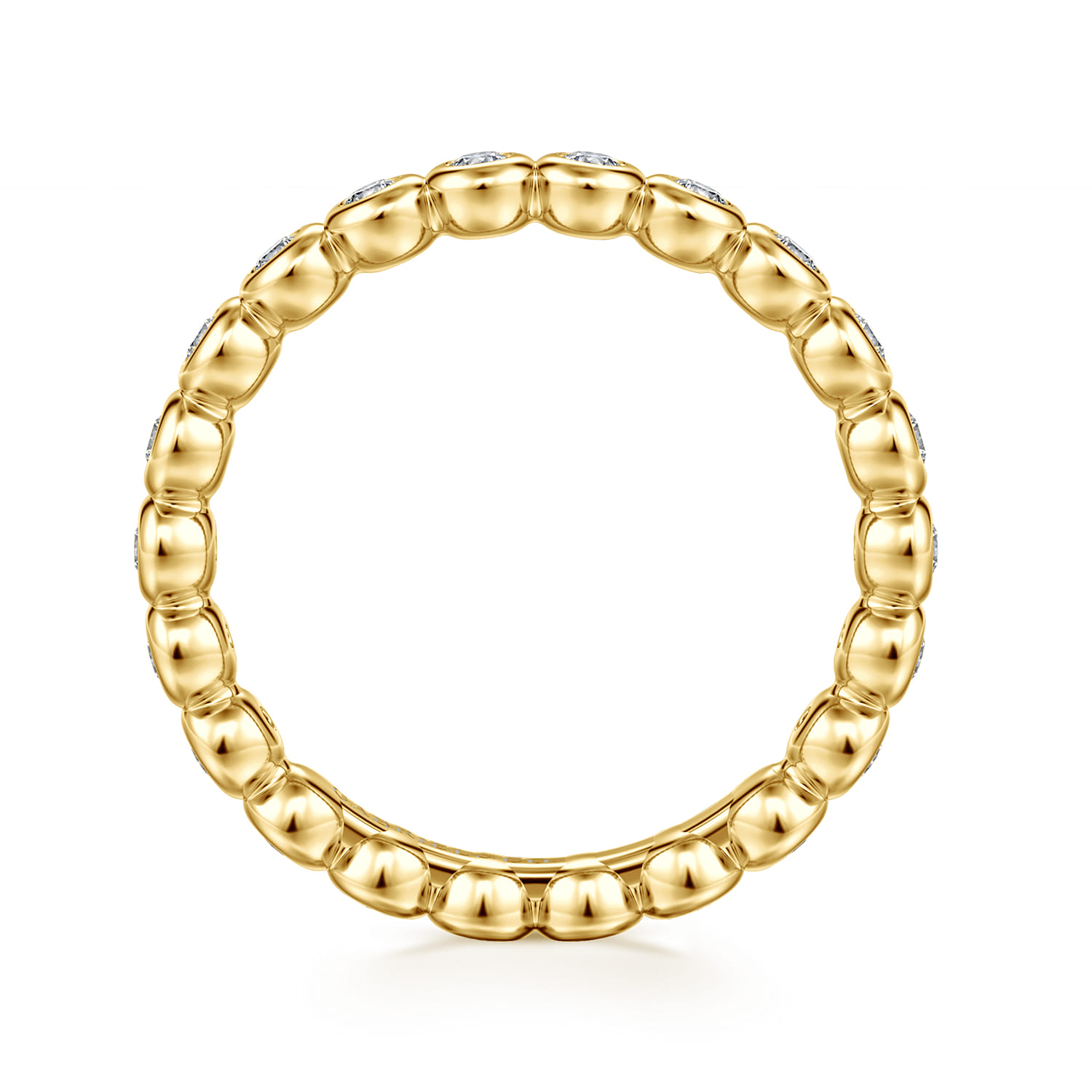 Eternity Band Wedding Ring in 14k Yellow Gold with Round Natural Diamond at Gabriel & Co. - Shot 2